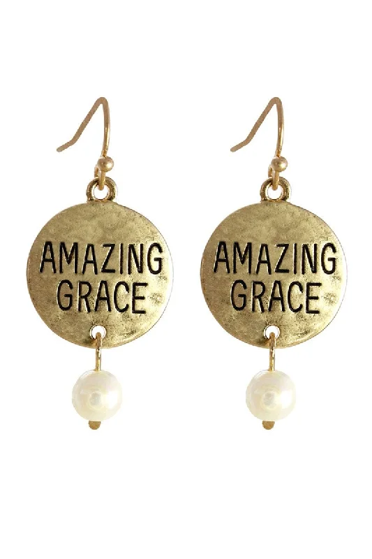 Nickel Free Drop Earrings for Safety -Crystal Avenue Goldtone 'Amazing Grace' Disk and Pearl Earrings