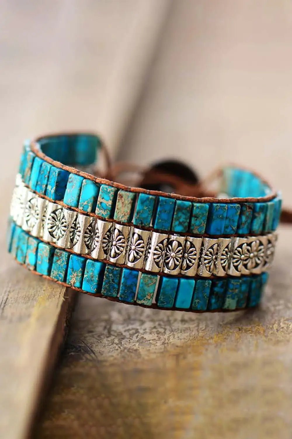 Bangles with agate slices for earthy look -Handmade Triple Layer Natural Stone Bracelet