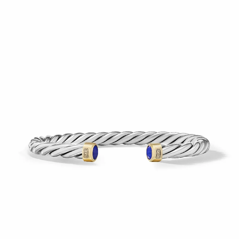 Bracelets with polished turquoise for boho style -David Yurman The Cable Collection® Bracelet in Silver and 18-Karat Yellow Gold