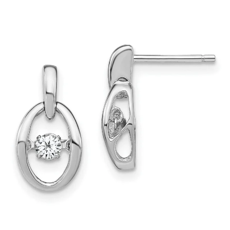 Drop Earrings for Casual Outfit -Curata 925 Sterling Silver Rhodium CZ Cubic Zirconia Vibrant Earrings - 14x7.5mm Wide