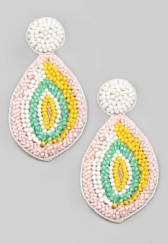 Lightweight Drop Earrings for All Day -Beaded Oval Earrings