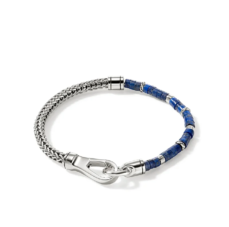 Bracelets with emerald stones for green luxury -John Hardy Heishi Sterling Silver Chain Bracelet with Lapis Lazuli Beads