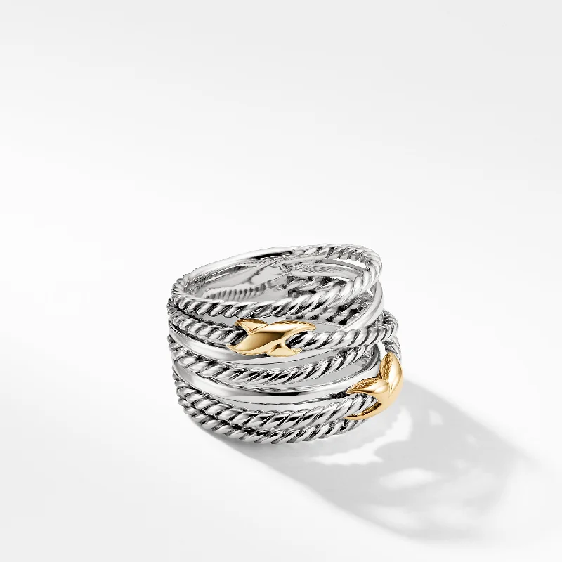 Rings with natural amber for warm glow -David Yurman The X Collection Ring in Silver and 18-Karat Yellow Gold