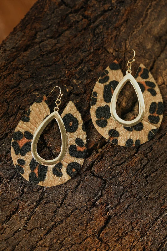 Drop Earrings for Festival Style -Leopard Print Hollow Out Drop Earrings