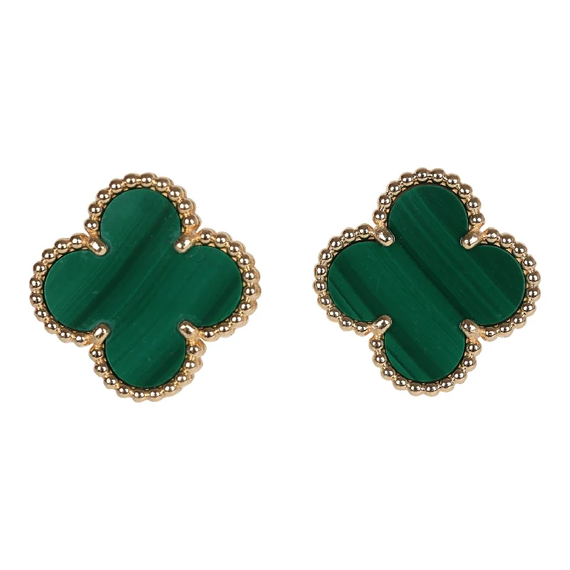 Star Shaped Drop Earrings for Charm -Van Cleef & Arpels Vintage Alhambra Motif Earrings Malachite 18K Yellow Gold