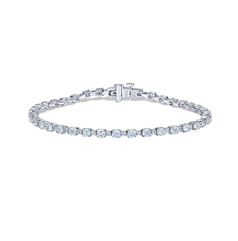 Bangles with rose-cut gems for vintage -Sabel Collection White Gold Alternating Large and Small Diamond Bracelet