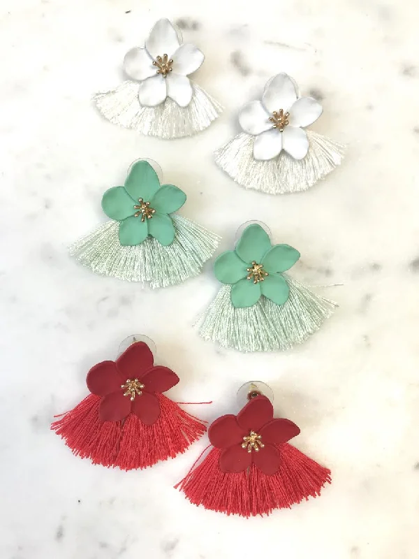 Drop Earrings with Knot Designs -Petunia Pedal Earrings with Fringe