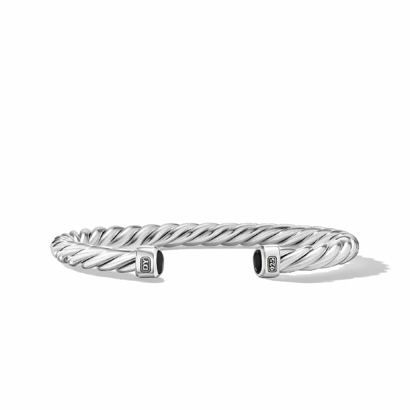 Bangles with gothic-inspired engravings for drama -David Yurman The Cable Collection® Bracelet in Sterling Silver