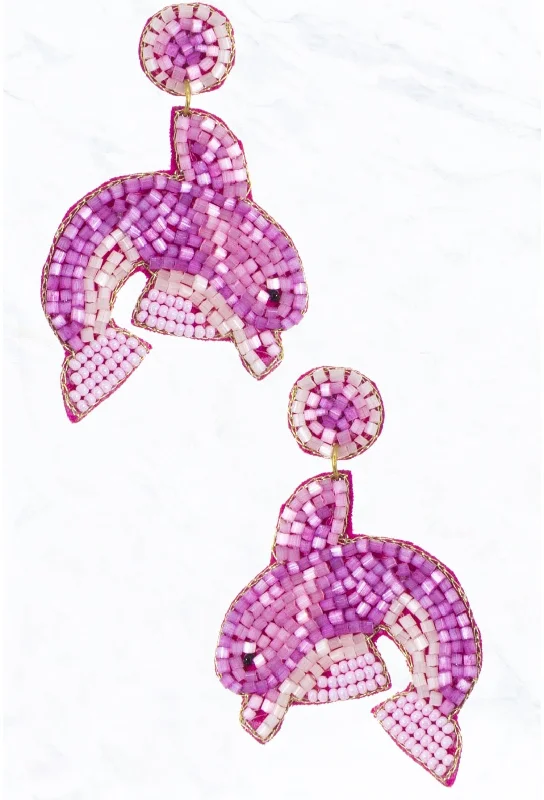 Tarnish Resistant Drop Earrings for Longevity -Dolphin Beaded Earrings