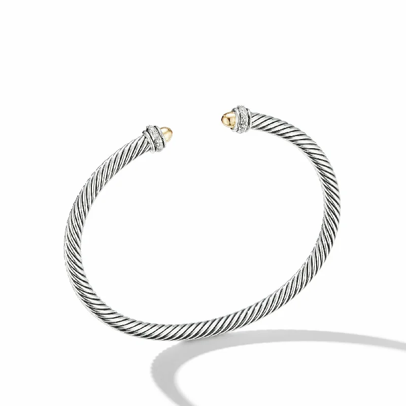 Leather bracelets with adjustable clasp for comfort -David Yurman  Bracelet in Silver and 18-Karat Yellow Gold