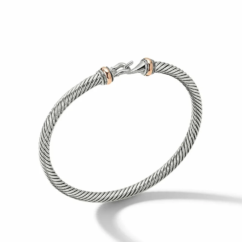 Bangles with bold hematite for metallic shine -David Yurman  Bracelet in Stainless Steel and 18-Karat Rose Gold