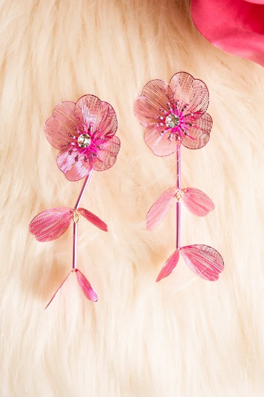 Small Drop Earrings for Delicate -Crystal Avenue Rose Bronte Blooms Cascade Earrings