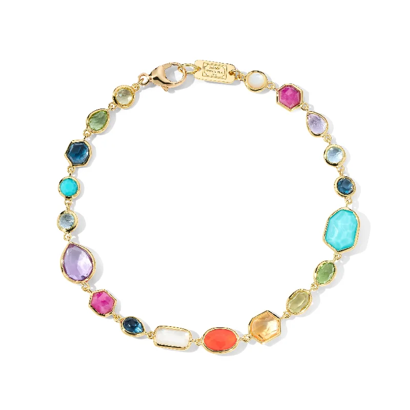 Bracelets with turquoise beads for boho vibes -IPPOLITA Rock Candy Yellow Gold Bracelet in Summer Rainbow