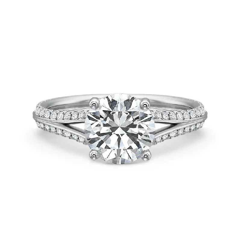 Rings with vintage claw prongs for elegance -Classic Diamond Engagement Ring with Split Diamond Band