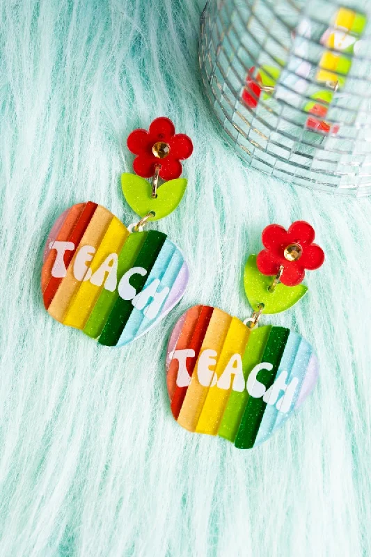 Drop Earrings for Christmas Party -Viola Teach Rainbow Apple Acrylic Earrings