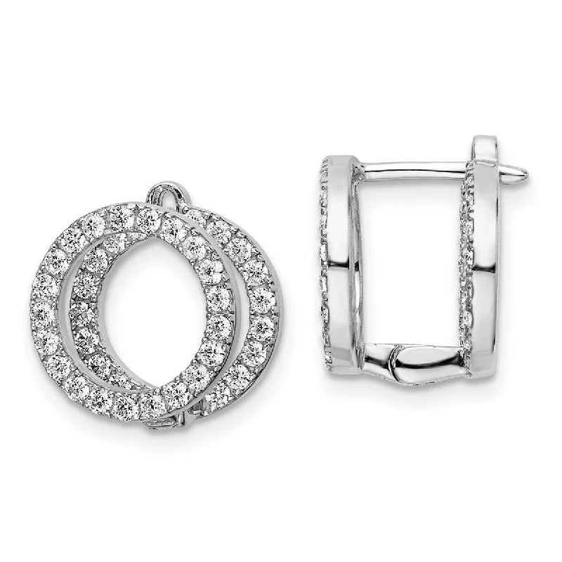 Drop Earrings for Yoga Session -Curata 925 Sterling Silver CZ Cubic Zirconia Circle Front and Back Hinged Earrings - 12.7x12.7mm Wide