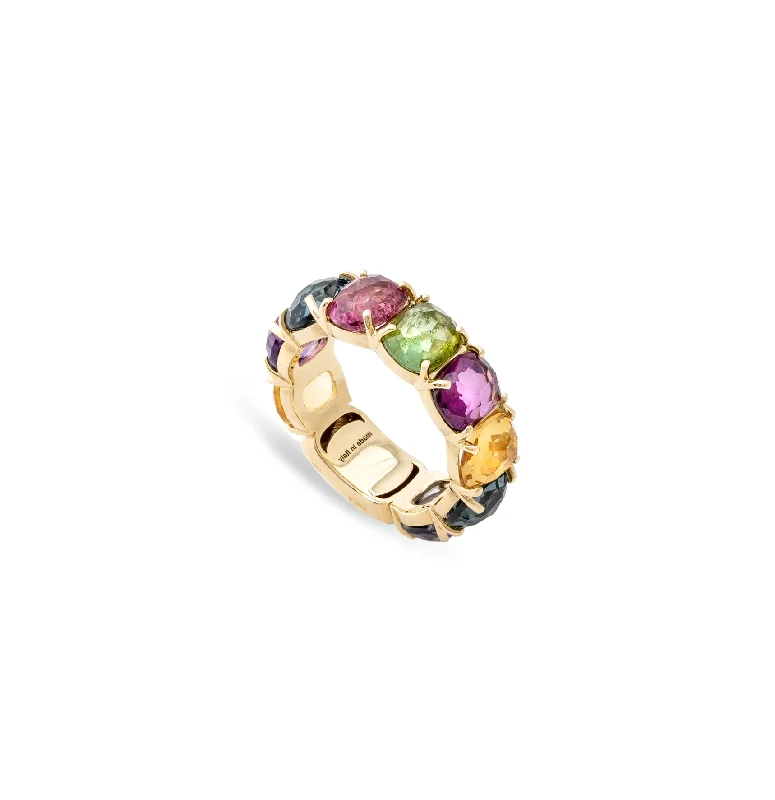 Handcrafted rings with raw emerald rough stones -Marco Bicego Murano Yellow Gold Statement Small Gemstone Ring