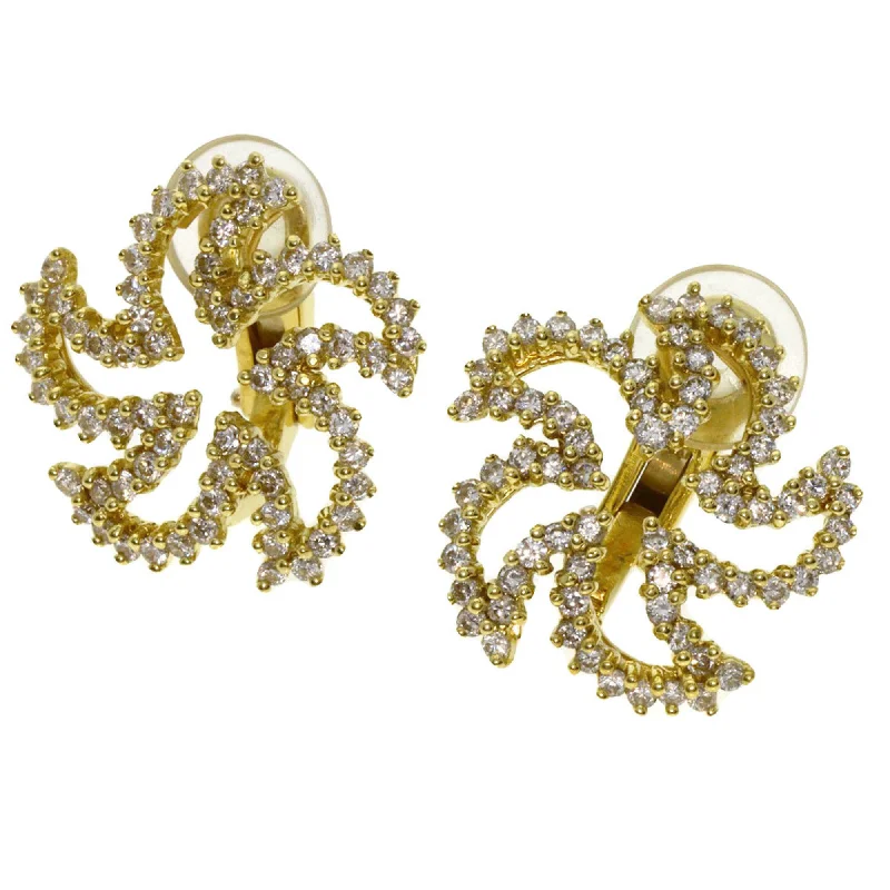 Drop Earrings with Debossed Designs -Tiffany yellow  (18K) Clip Earrings (Pre-Owned)