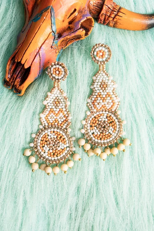 Small Drop Earrings for Delicate -SALE! Ivory Lexington Seed Bead Earrings