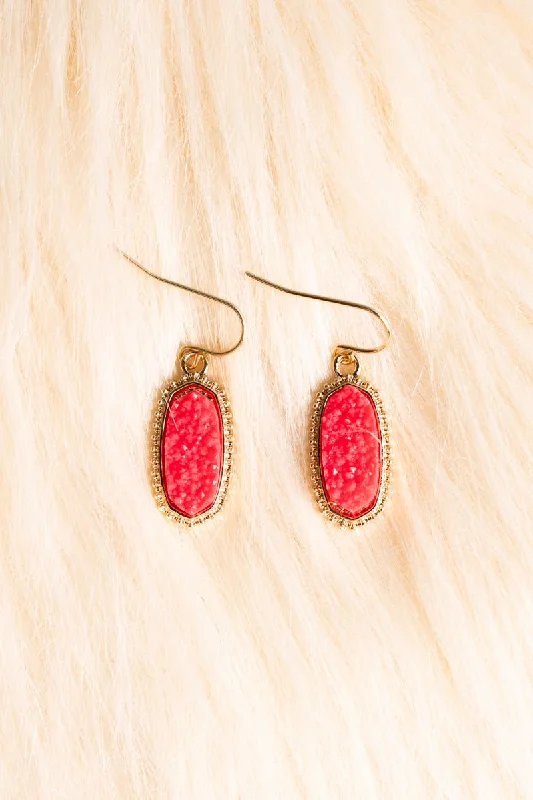 Drop Earrings for Formal Attire -Anelise Light Neon Pink Druzy Earrings