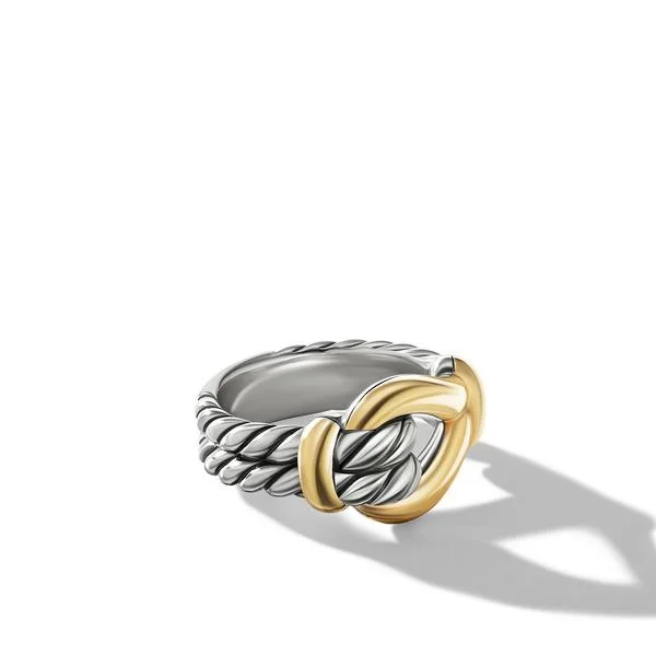 Rings with oxidized bands for vintage edge -Thoroughbred Loop Ring with 18K Yellow Gold, Size 7