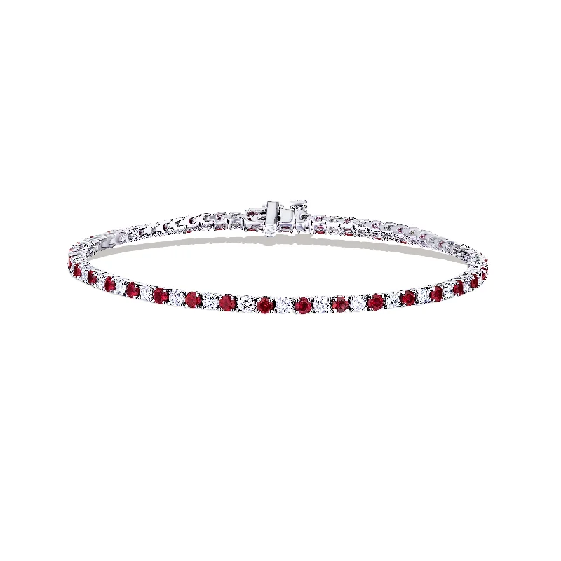 Bangles with blue quartz for cool tones -Sabel Collection White Gold Ruby and Diamond Tennis Bracelet