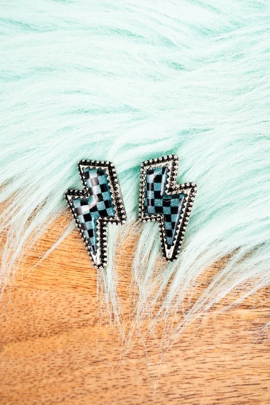 Bohemian Drop Earrings with Tassels -TIPI Turquoise Glitter Bolts Silvertone Earrings