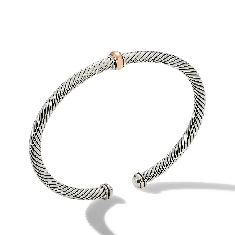 Bangles with sleek black agate for edge -David Yurman  Bracelet in Stainless Steel and 18-Karat Rose Gold