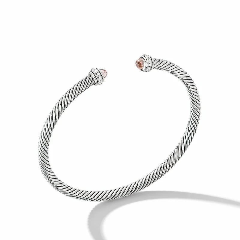 Bangles with faceted garnet for deep shine -David Yurman The Cable Collection® Bracelet in Sterling Silver