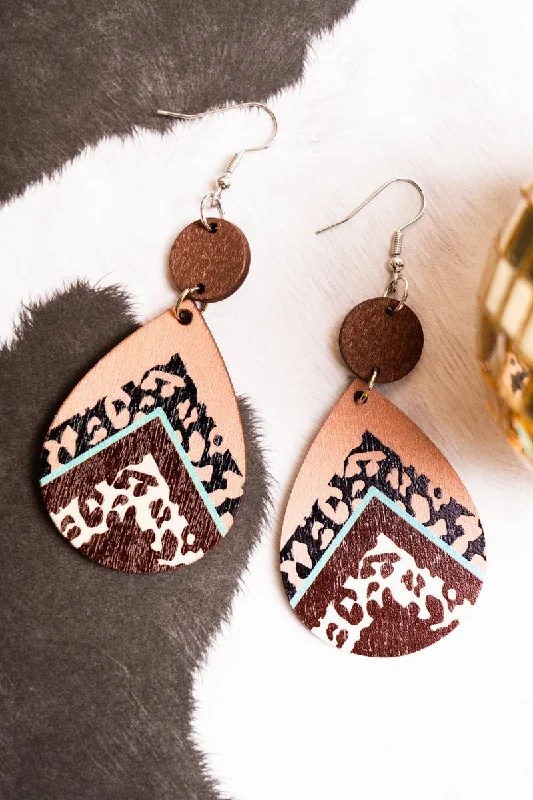 Drop Earrings for Party Look -Crystal Avenue Tallulah Teardrop Wood Earrings