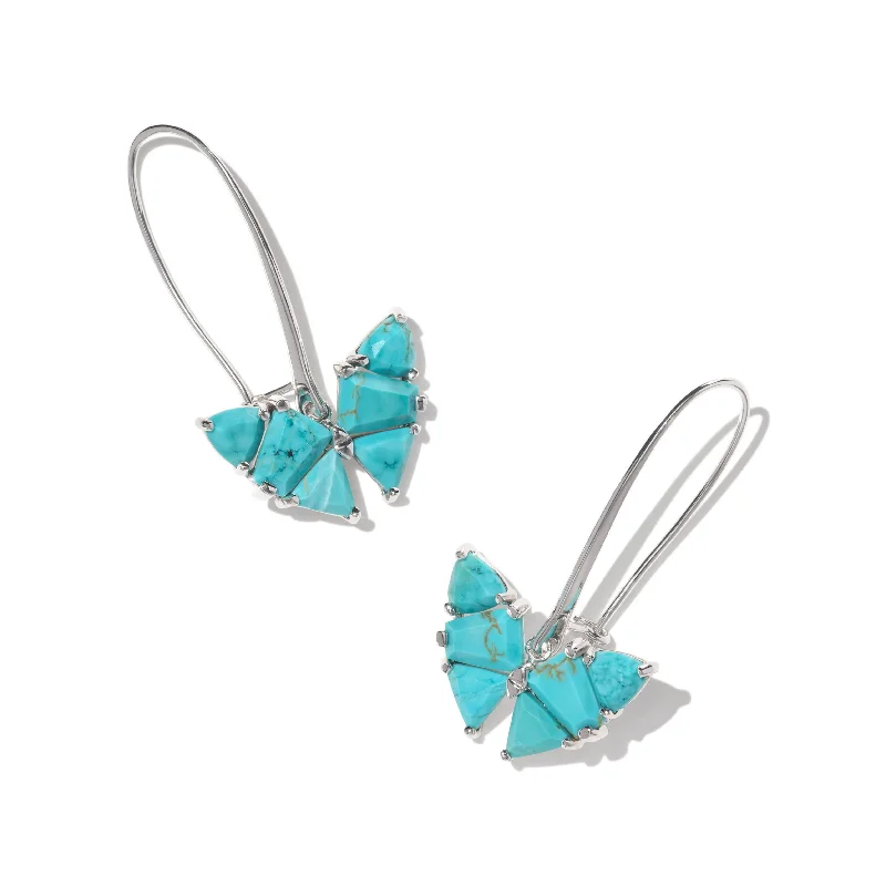 Gothic Drop Earrings with Dark Tone -Kendra Scott | Blair Butterfly Drop Silver Earrings in Variegated Turquoise