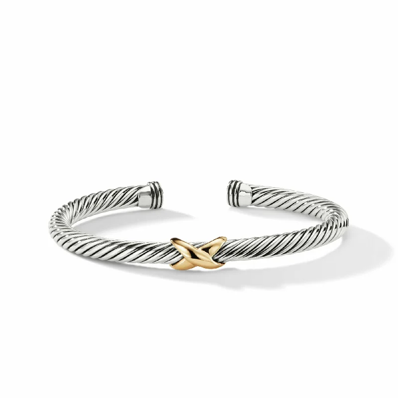 Bracelets with sleek topaz for icy shine -David Yurman The Cable Collection® Bracelet in Silver and 14-Karat Yellow Gold