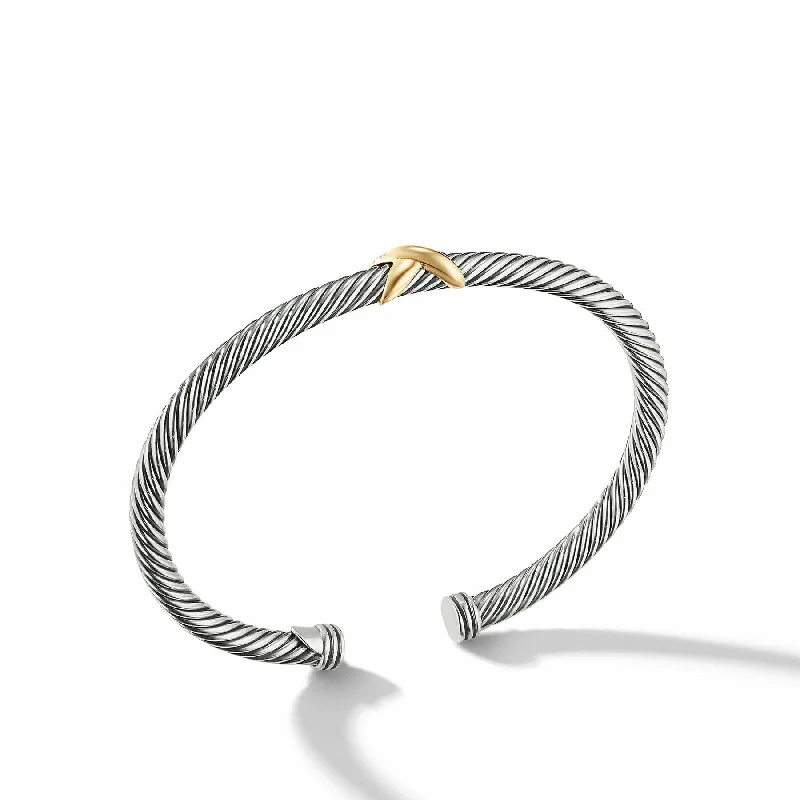 Stackable bangles with colorful enamel finishes -David Yurman The Cable Collection® Bracelet in Silver and 18-Karat Yellow Gold