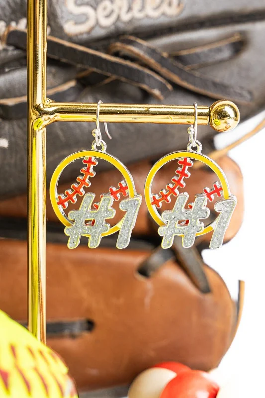 Gold Drop Earrings for Women -Softball #1 Earrings