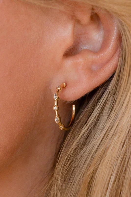 Drop Earrings with Star Motifs -Gold Inlay C-shape Earrings