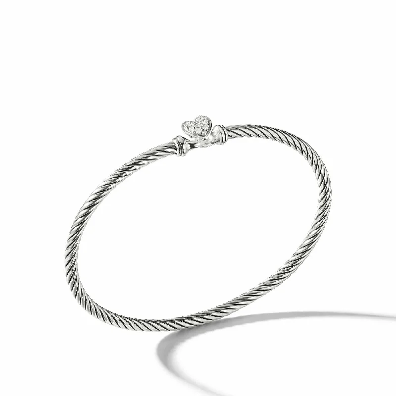 Gold bracelets with delicate diamond charm accents -David Yurman The Cable Collection® Bracelet in Sterling Silver