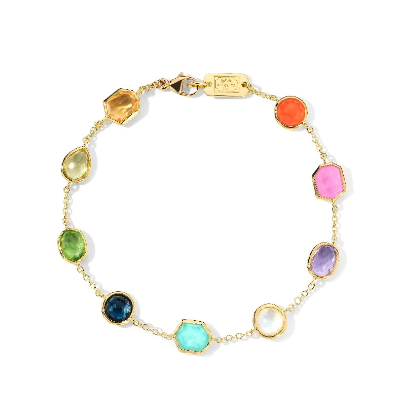 Bangles with pave-set diamonds for dazzle -IPPOLITA Rock Candy 9-Stone Confetti Bracelet in Summer Rainbow