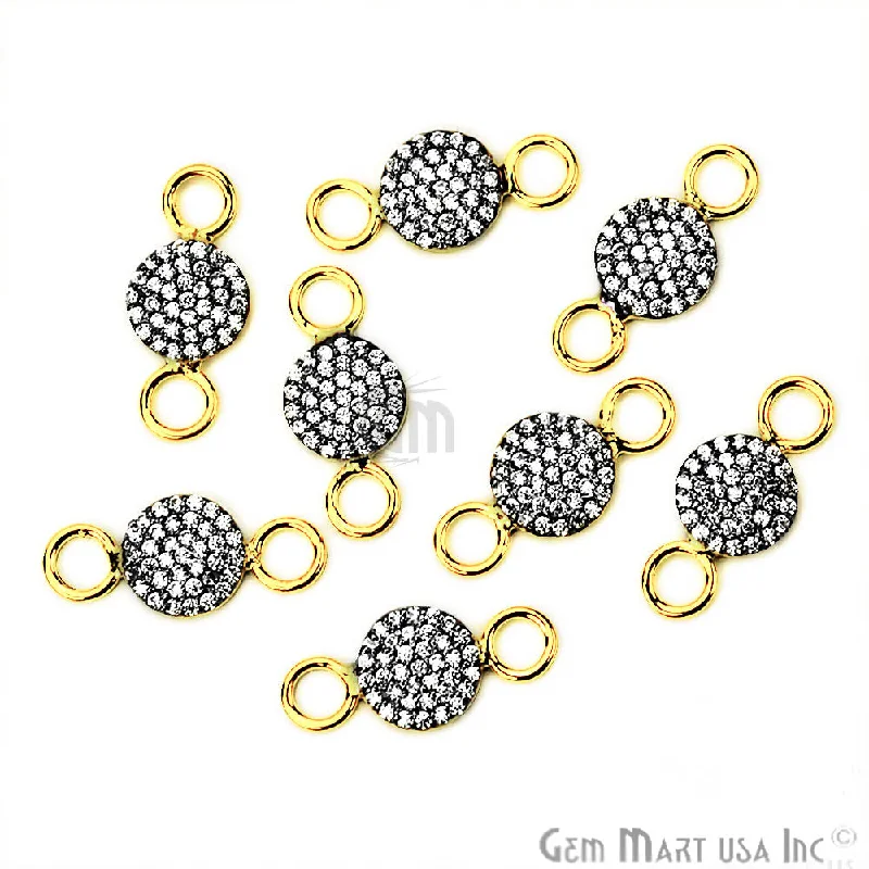 Bracelets with moonstone gems for mystic appeal -Cubic Zircon Pave 'Round' Gold Vermeil Charm For Bracelet & Pendants