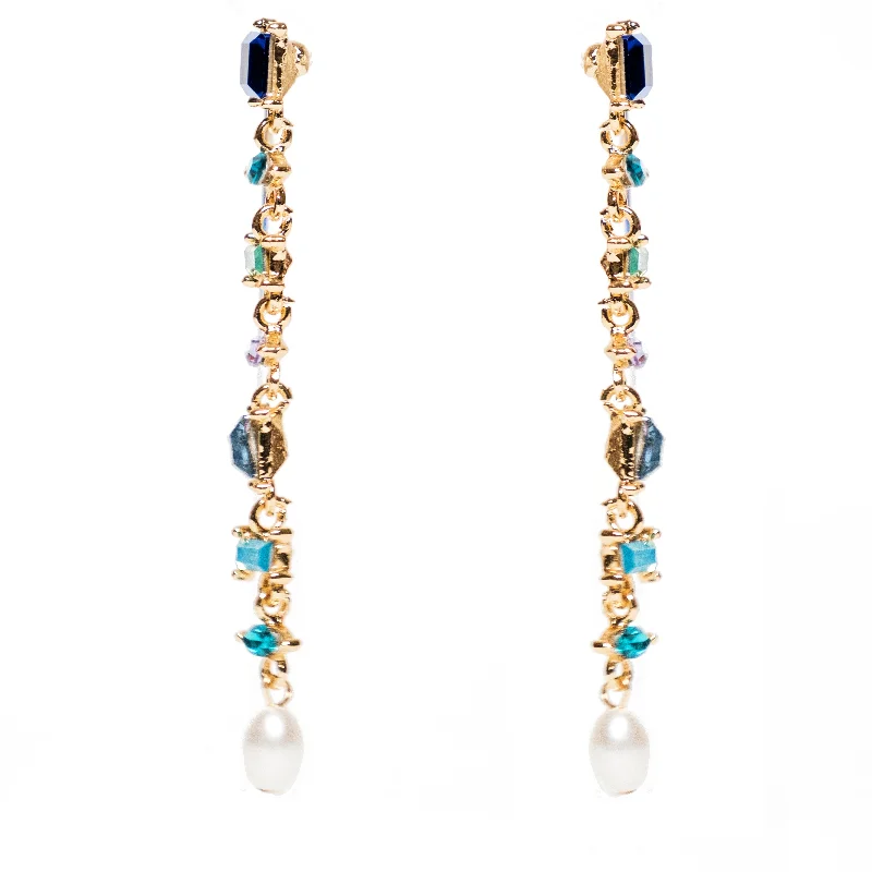 Beaded Drop Earrings for Party -Chokore Cystal Blue Dangle Earrings