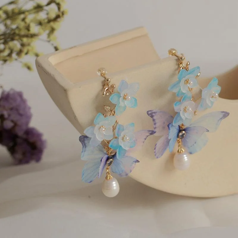 Hippie Drop Earrings with Beads -Women's Fashion Butterfly Flower Shape Earrings