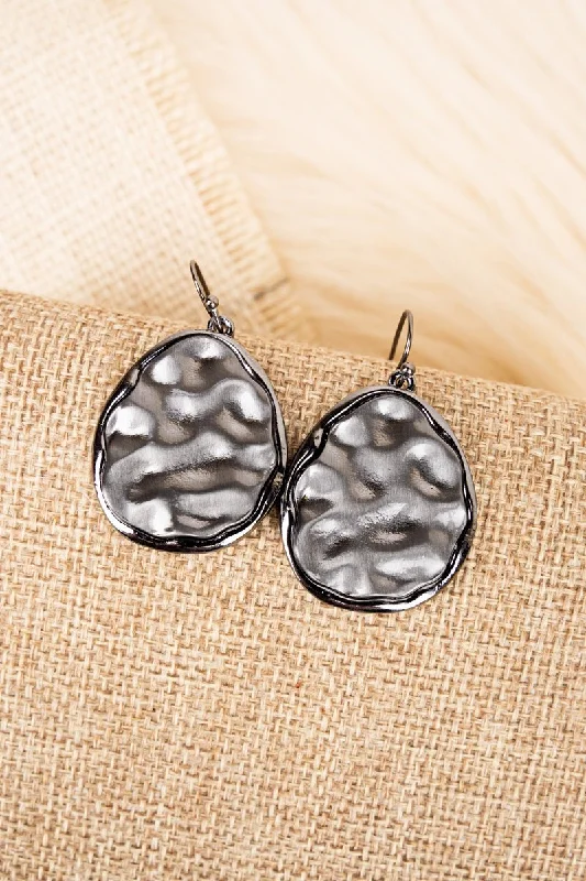 Drop Earrings with Infinity Symbols -Call On Me Matte Hematite Teardrop Earrings