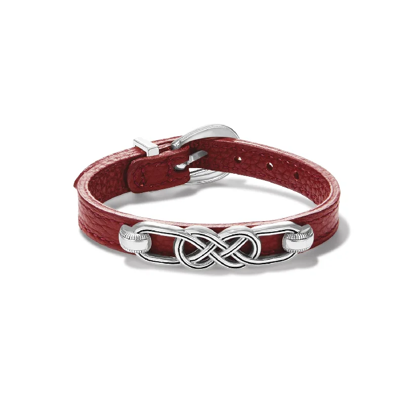 Bangles with personalized initial charm engravings -Interlok Braid Leather Bracelet