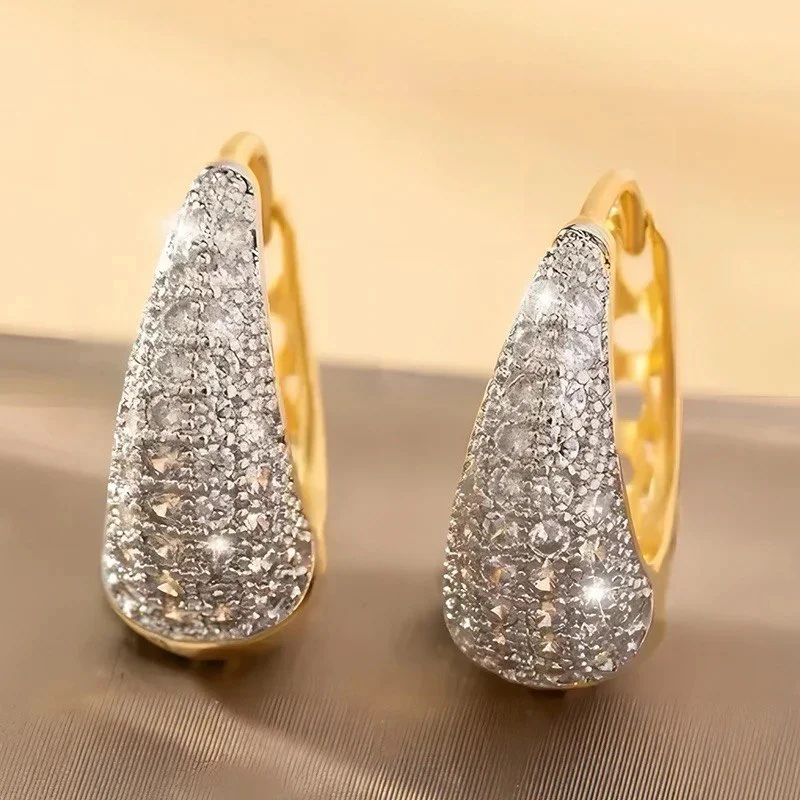 Drop Earrings with Textured Surface -Elegant Women's Cubic Zirconia Earrings - Perfect for Every Occasion