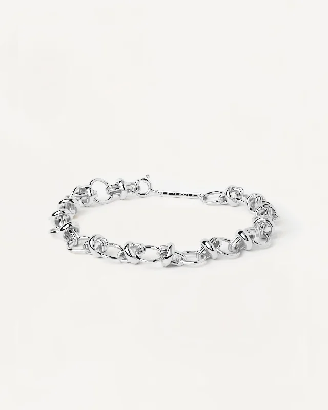 Bangles with gothic-inspired engravings for drama -Meraki Silver Chain Bracelet