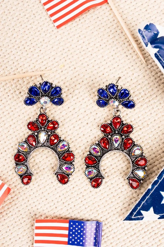 Star Shaped Drop Earrings for Charm -TIPI Patriotic Crystal Squash Blossom Earrings