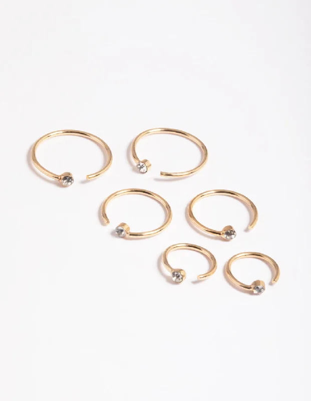 Rings with smoky quartz for muted elegance -Gold Diamante Faux Ring