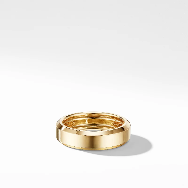 Rings with wide bands for statement wear -6mm Beveled Band Ring in 18K, Size 11