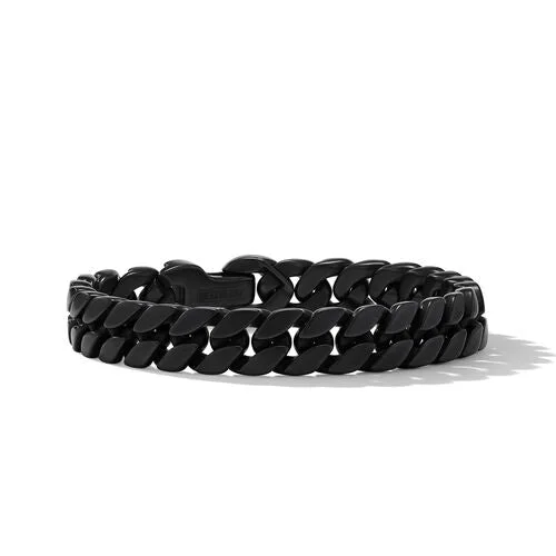 Bracelets with branch patterns for nature flair -Curb Chain Bracelet in Black Titanium, 11.5mm