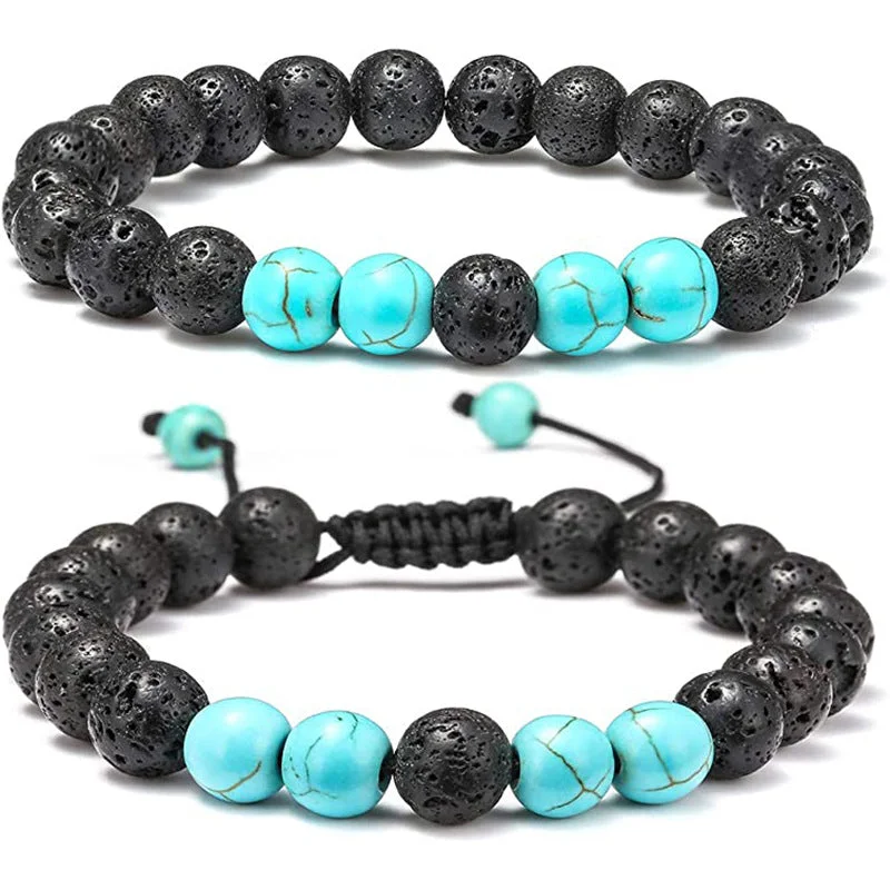 Bracelets with etched floral bands for detail -Wholesale Turquoise Lava Bracelet