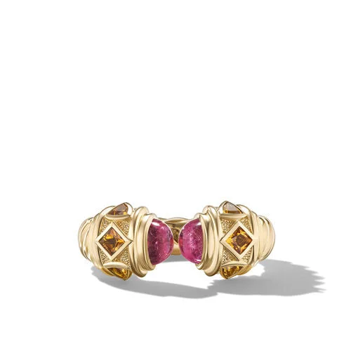 Rings with vintage claw prongs for elegance -Renaissance Color Ring in 18K Yellow Gold with Rubellite and Citrine